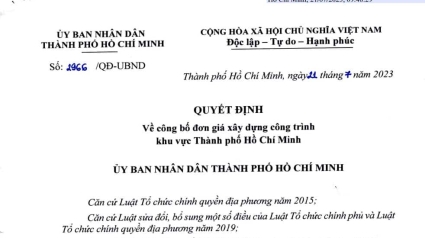 Quyết định 2966/QĐ-UBND: Công bố Bộ Đơn giá xây dựng công trình TP Hồ Chí Minh
